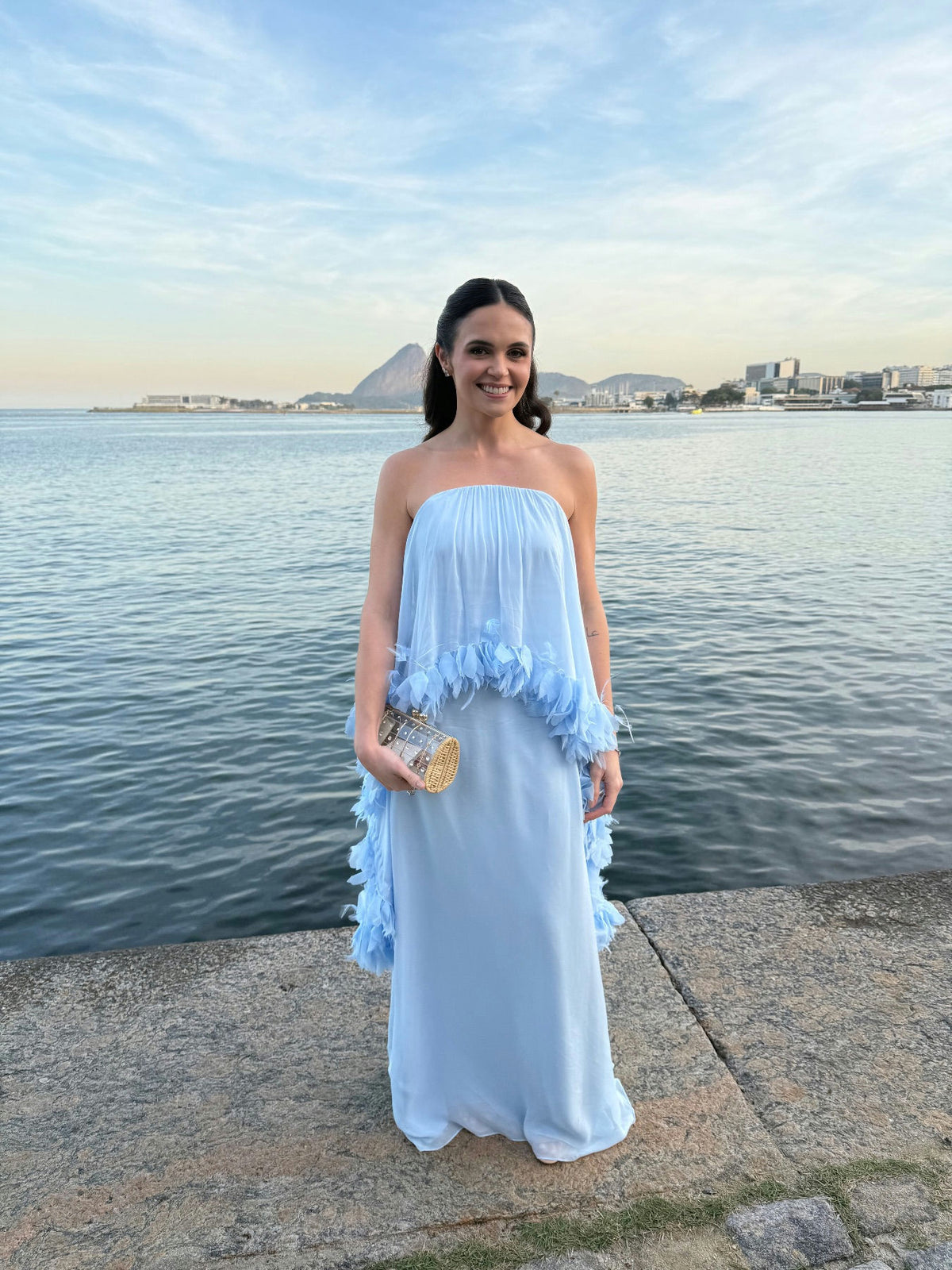 Vestido Pluma Azul Bebê