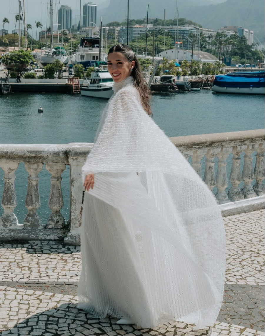 vestido kaftan textura branco