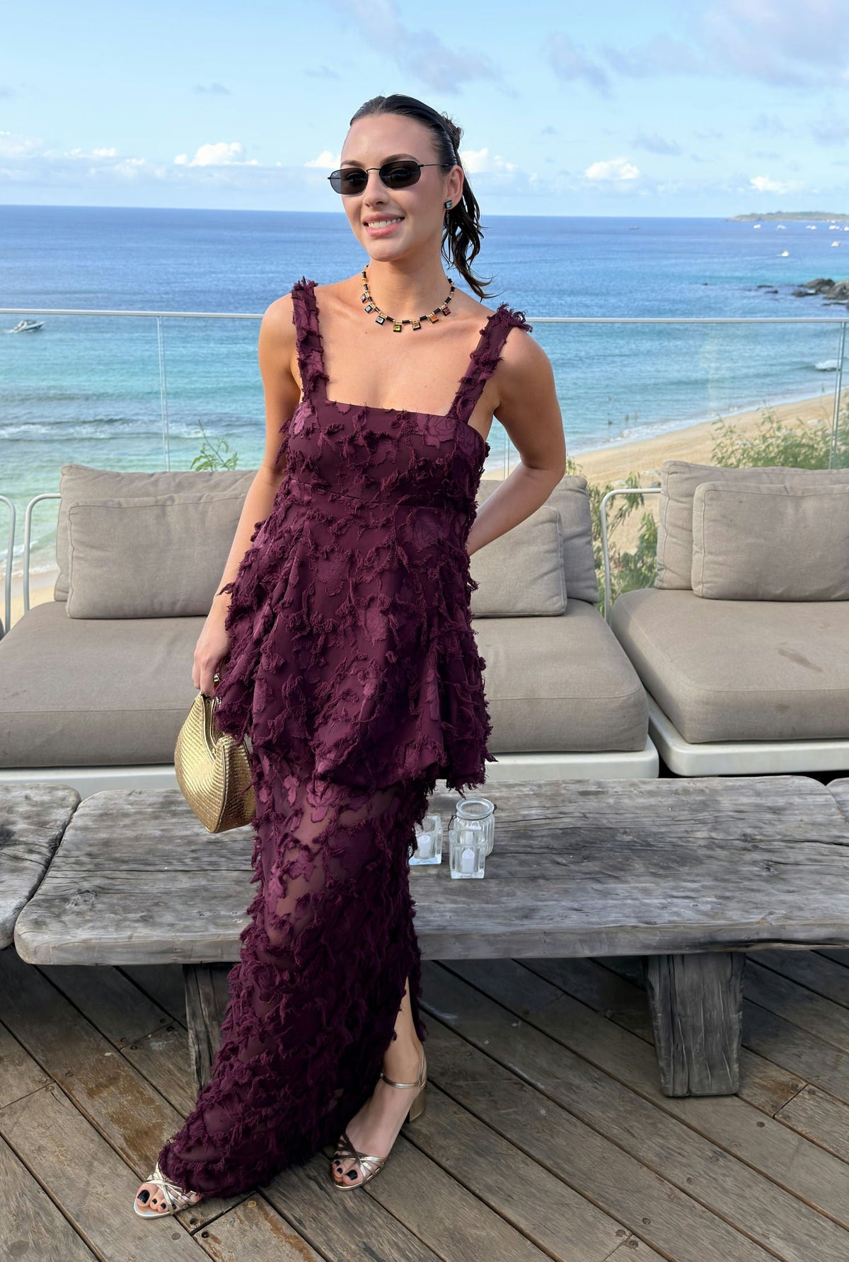 vestido textura vinho