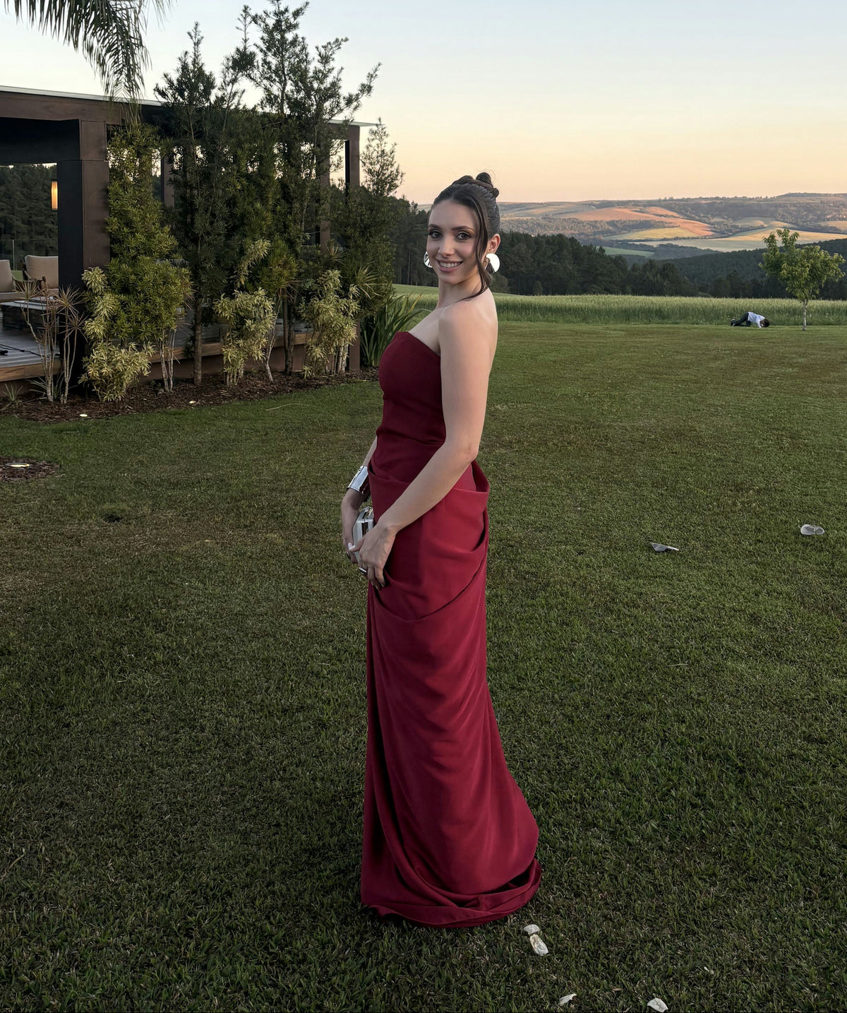 vestido corset saia vinho