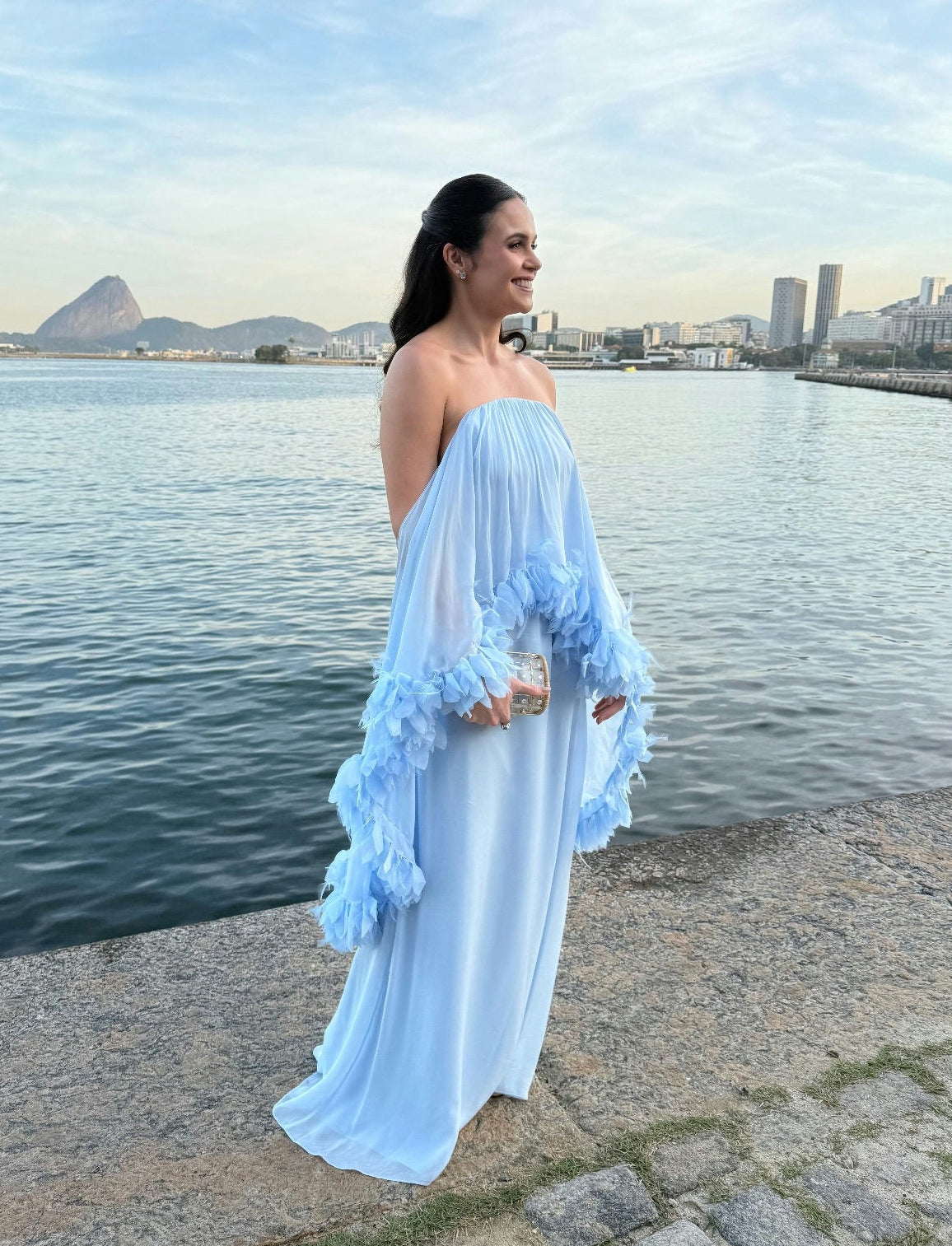 Vestido Pluma Azul Bebê