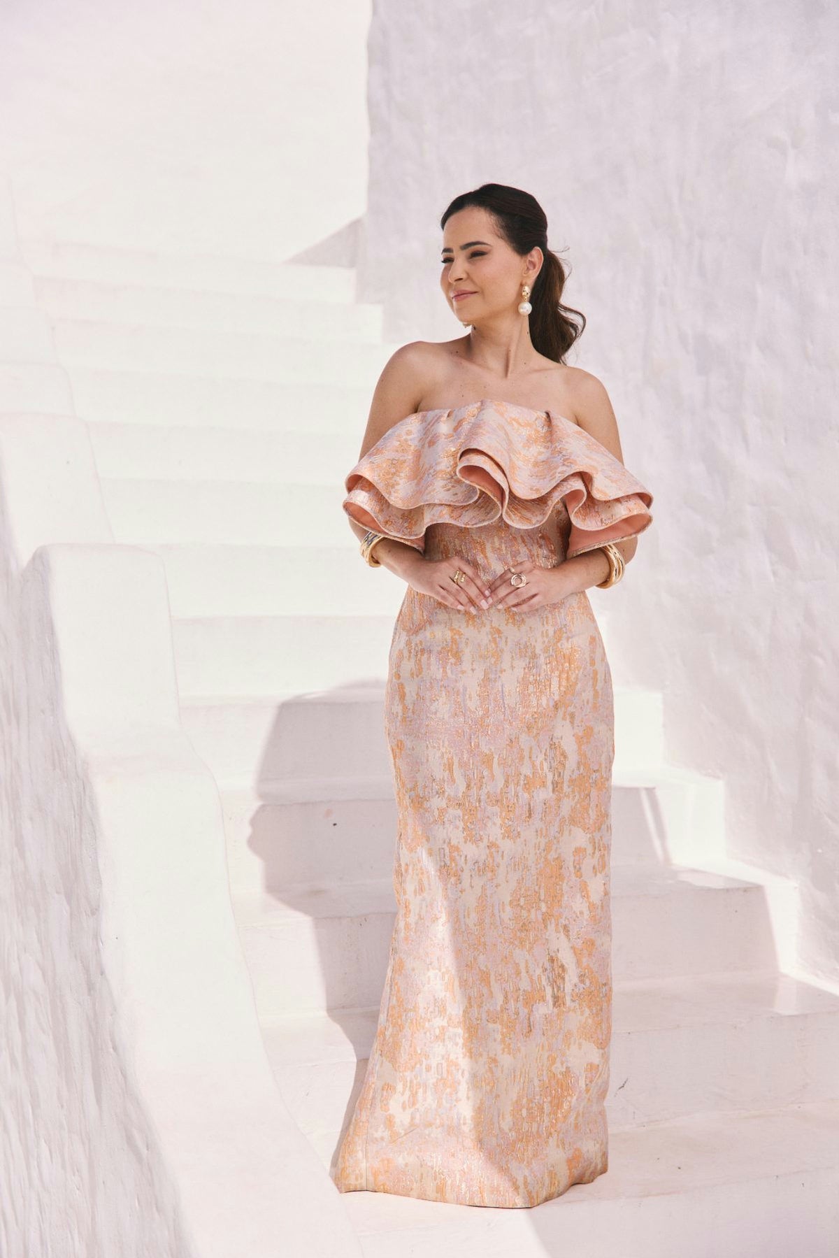 vestido jacquard peplum fasô
