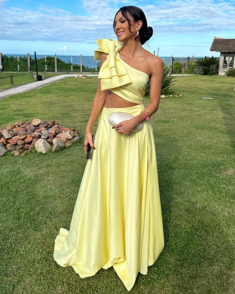 vestido laço amarelo manteiga