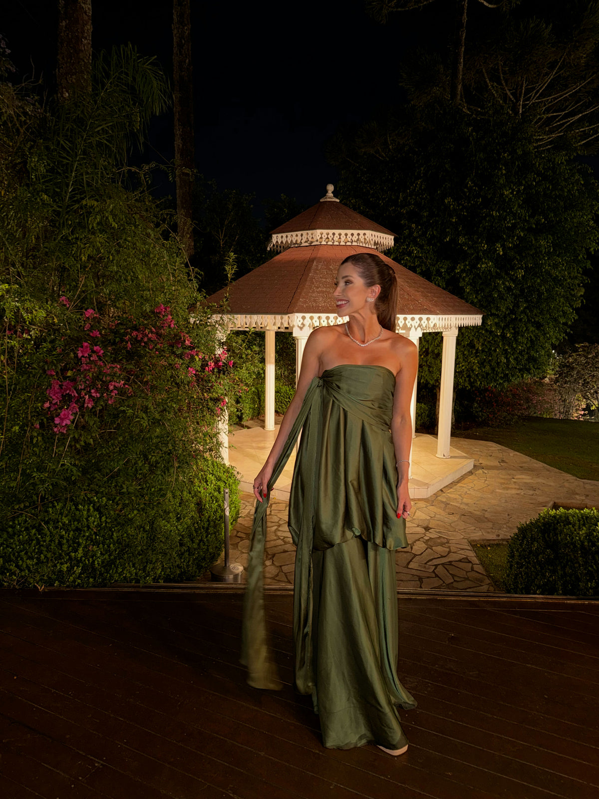 vestido balonê amarração verde