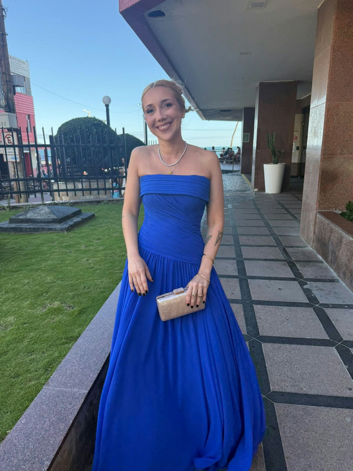 vestido corset azul bic