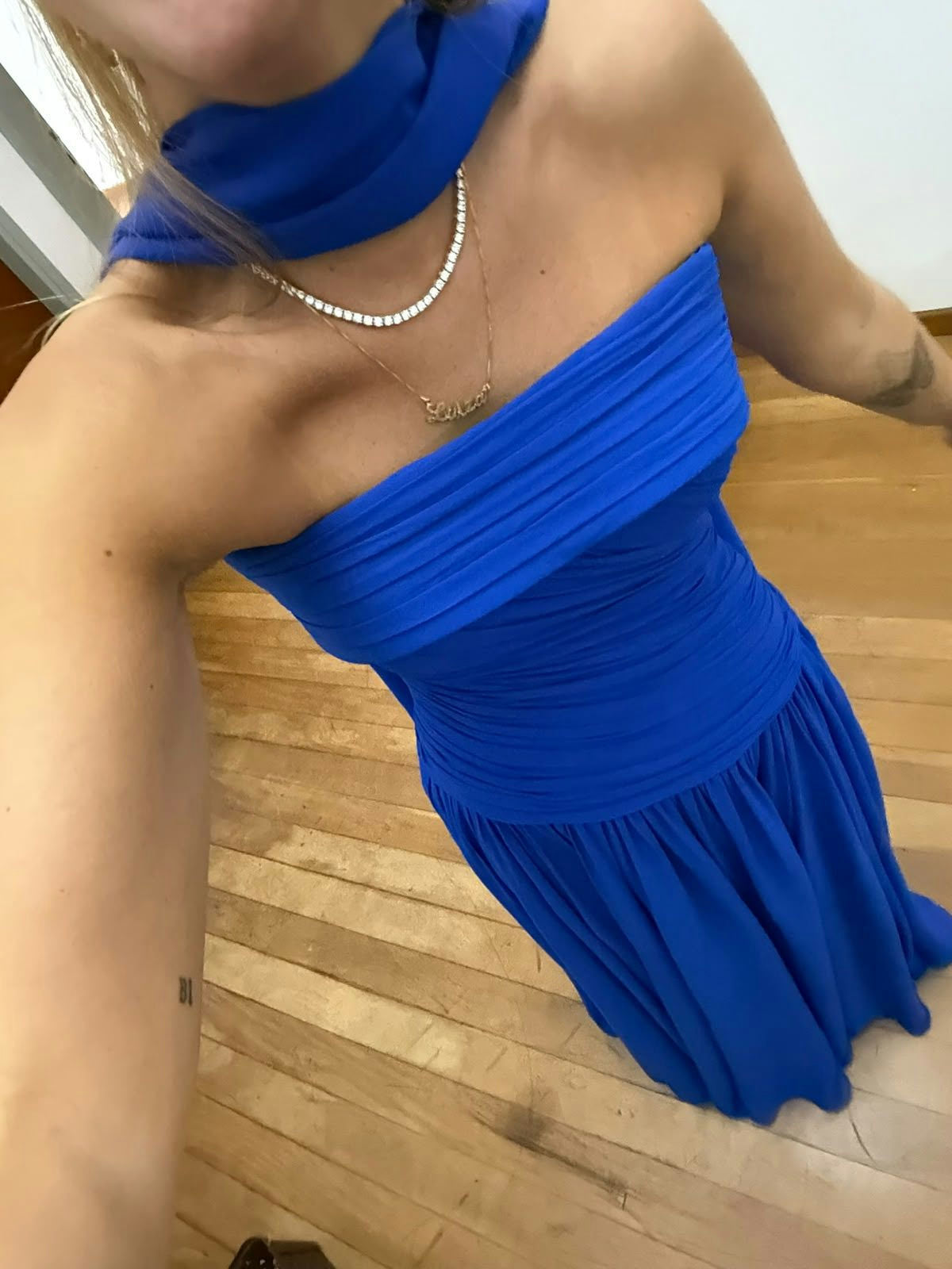 vestido corset azul bic