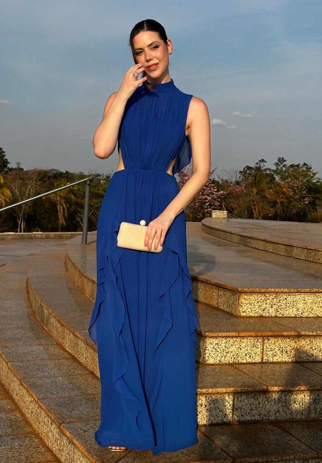 Vestido longo azul