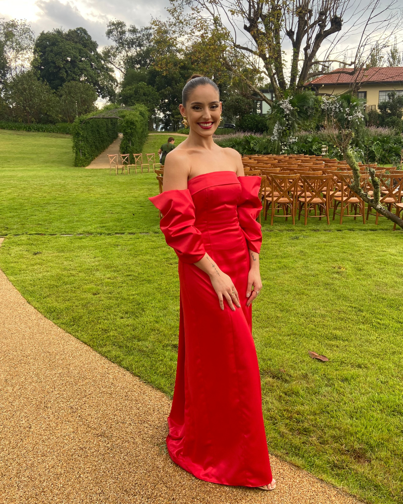 vestido laço removível vermelho