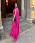 vestido capa acinturado rosa
