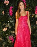 vestido midi paete rosa