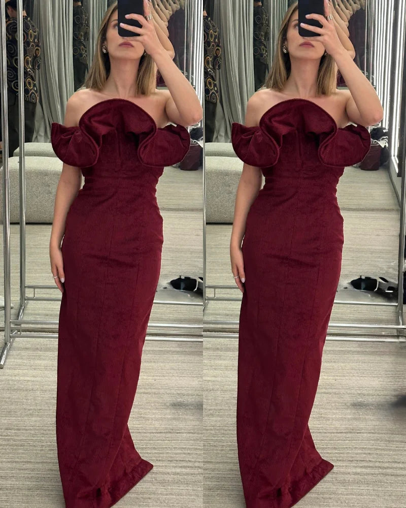 vestido petala bordo