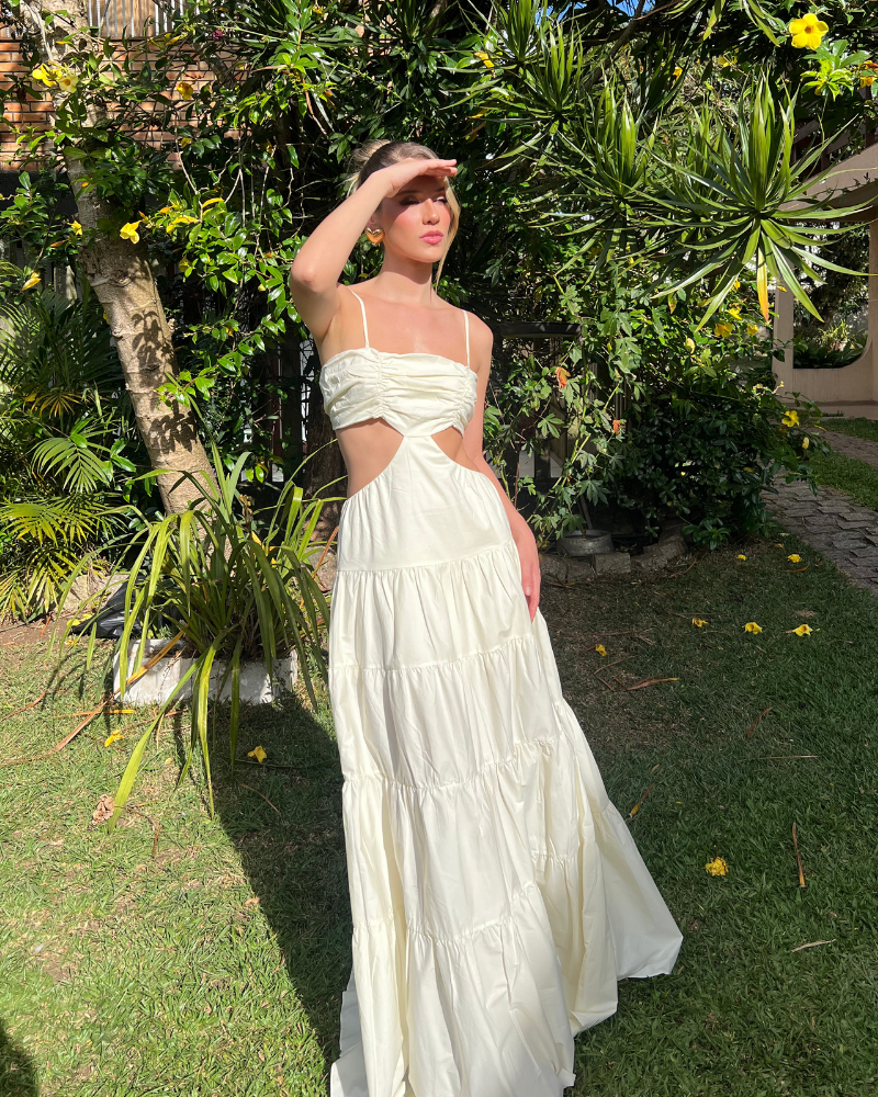 vestido camadas off-white