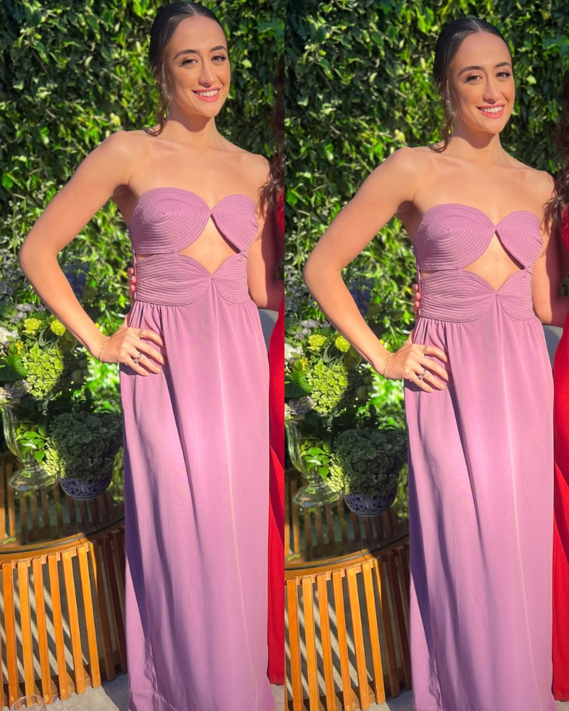vestido detalhe círculos roxo