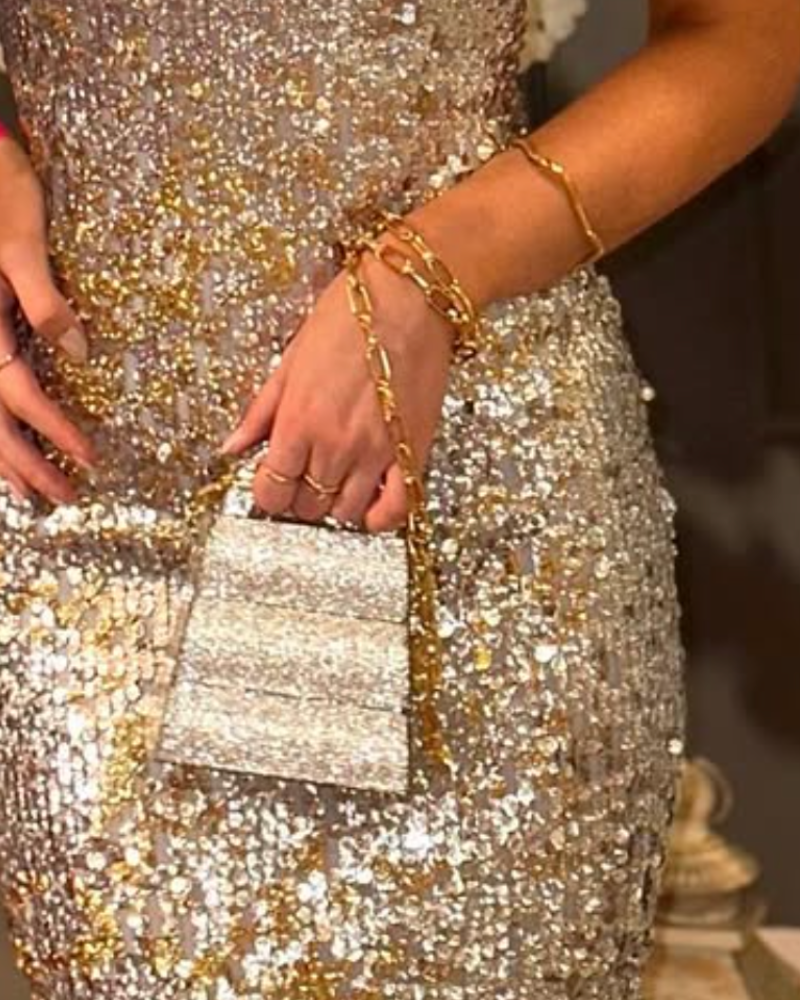 bolsa corrente longa prata