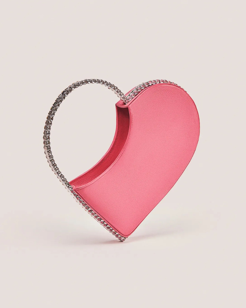 bolsa de coração rosa em couro