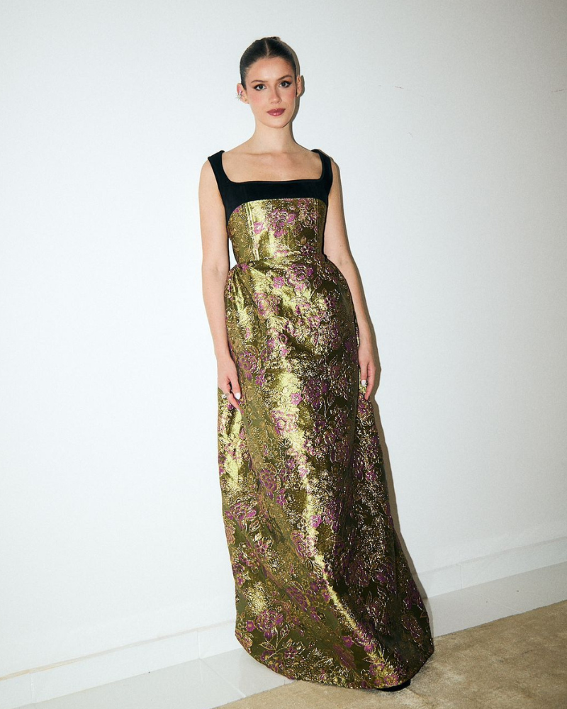 vestido jacquard corset