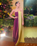 vestido tomara que caia roxo e amarelo
