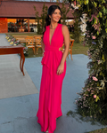 vestido fenda lateral rosa pink
