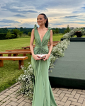 vestido sereia trançado verde