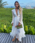vestido detalhe camadas branco