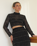 conjunto tela strass preto