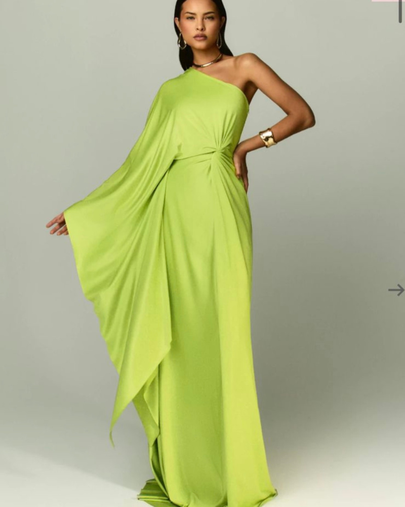 vestido um ombro só verde lima