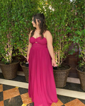 vestido tomara que caia recortes rosa