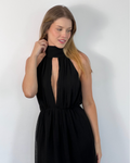 vestido midi decote preto