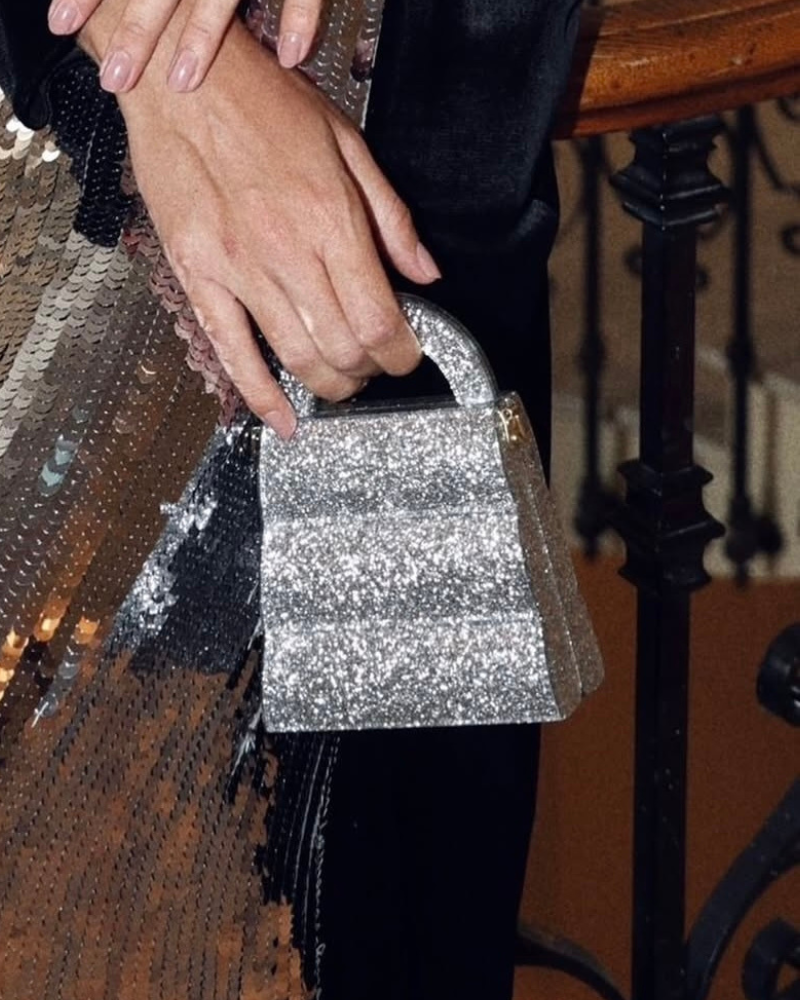 bolsa corrente longa prata