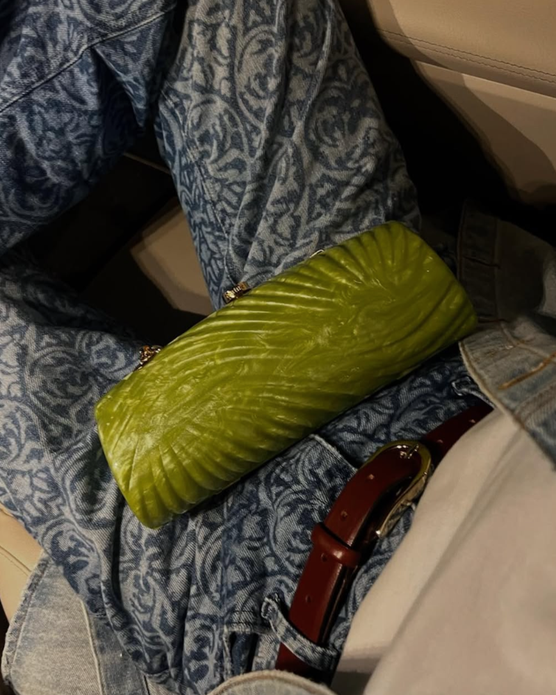 bolsa clutch cilindro verde