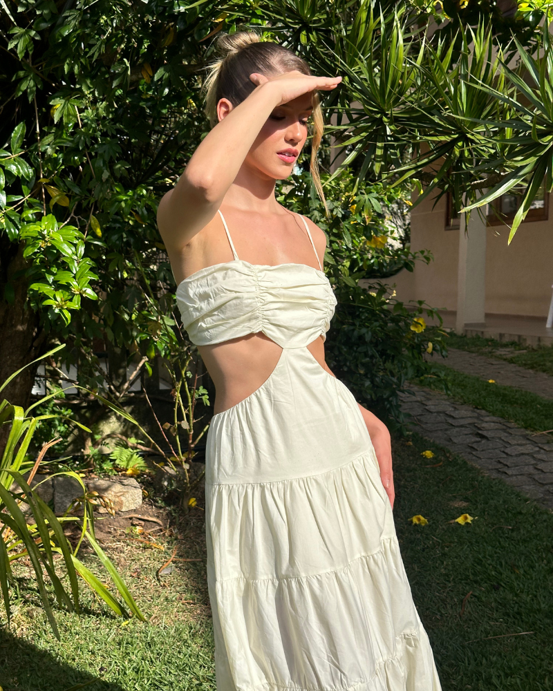 vestido camadas off-white