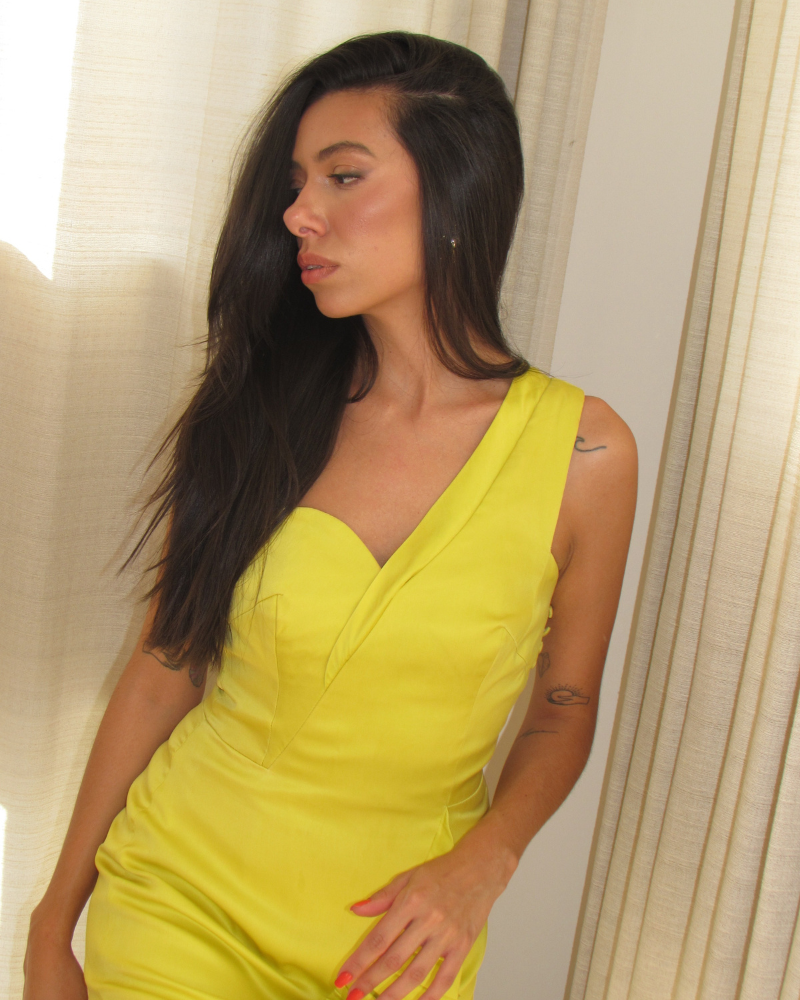 vestido barbatanas mini verde