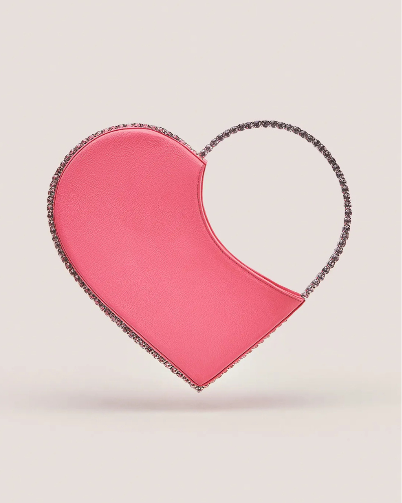bolsa de coração rosa em couro