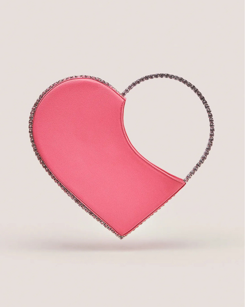 bolsa de coração rosa em couro