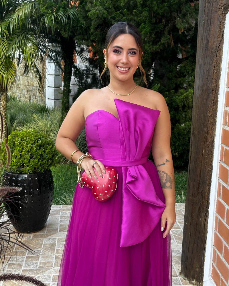 vestido laço fucsia