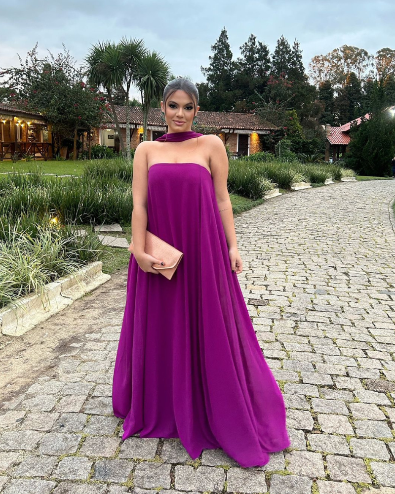 vestido fluído roxo