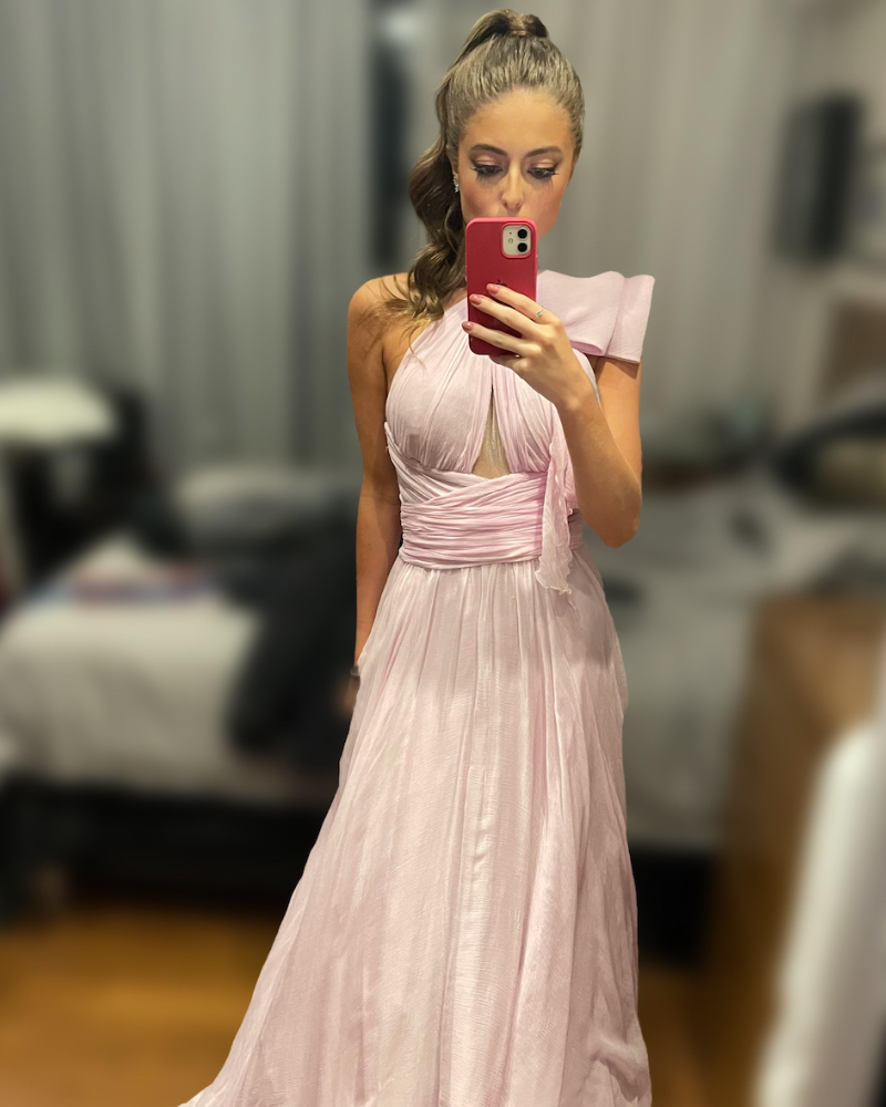 vestido fluído seda lilás