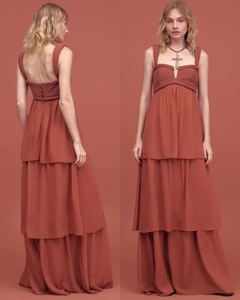 vestido detalhe busto terra