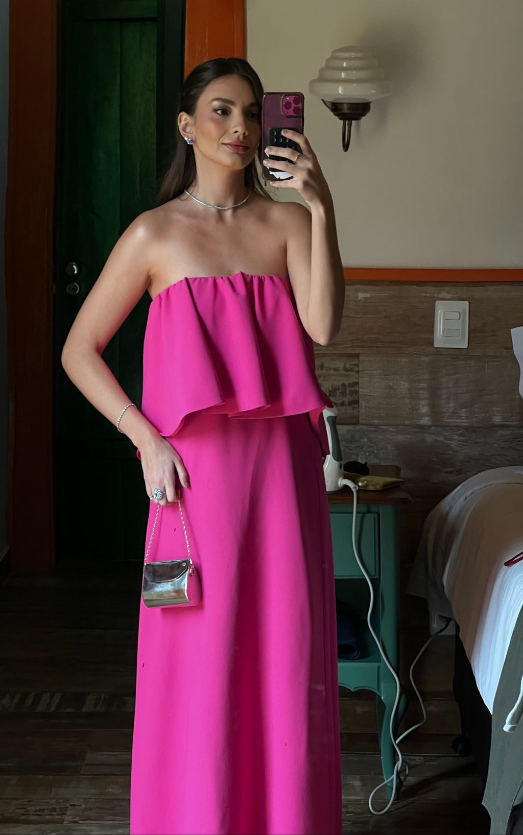 vestido bata tomara que caia rosa
