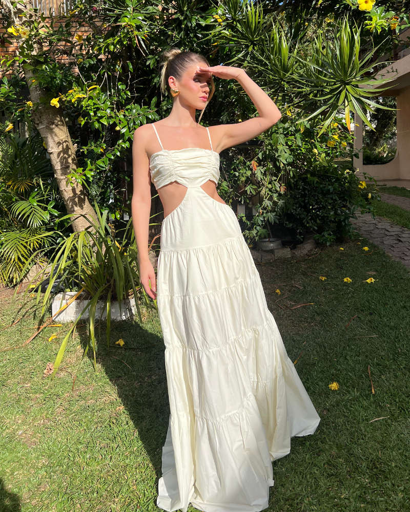 vestido camadas off-white