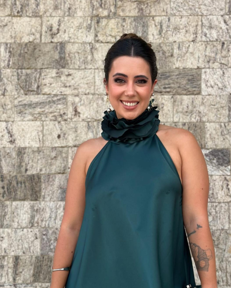 vestido gola removível verde