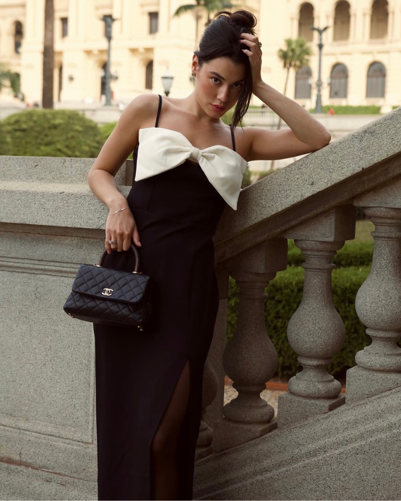 vestido laço busto preto