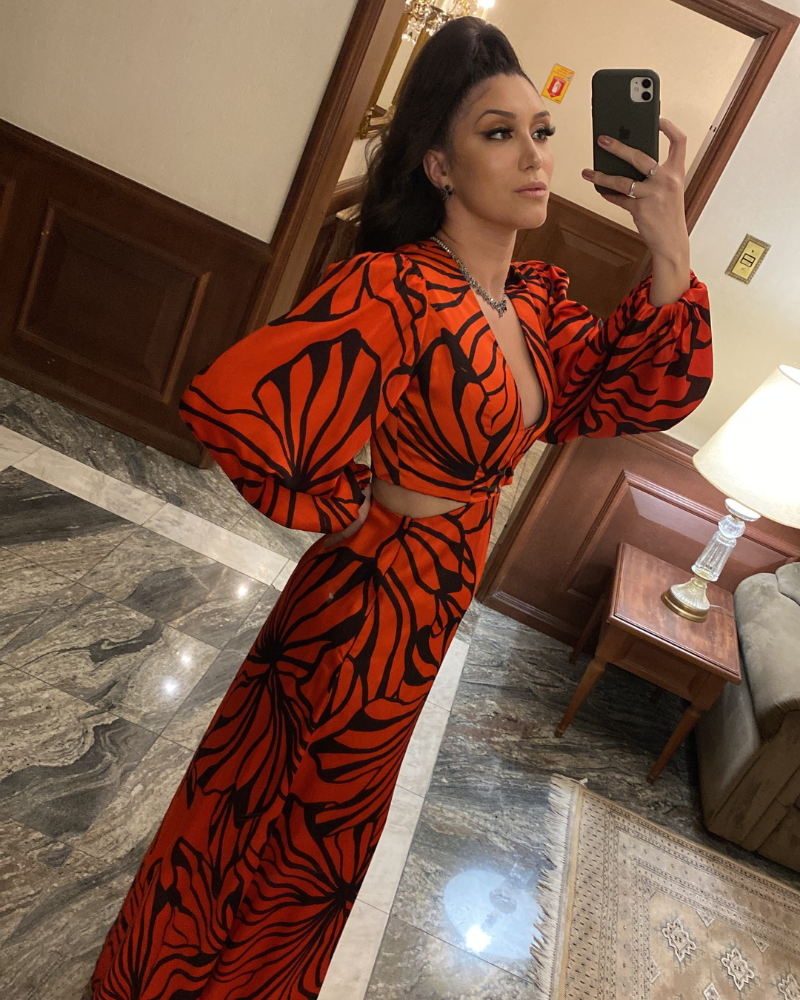 vestido manga estampado