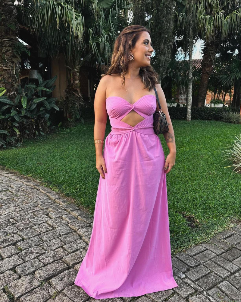 vestido escamas rosa