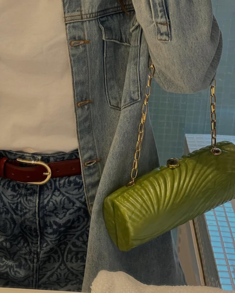 bolsa clutch cilindro verde