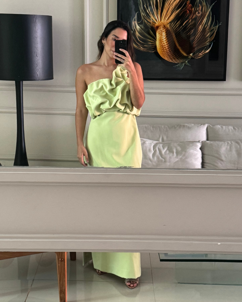vestido detalhe busto verde