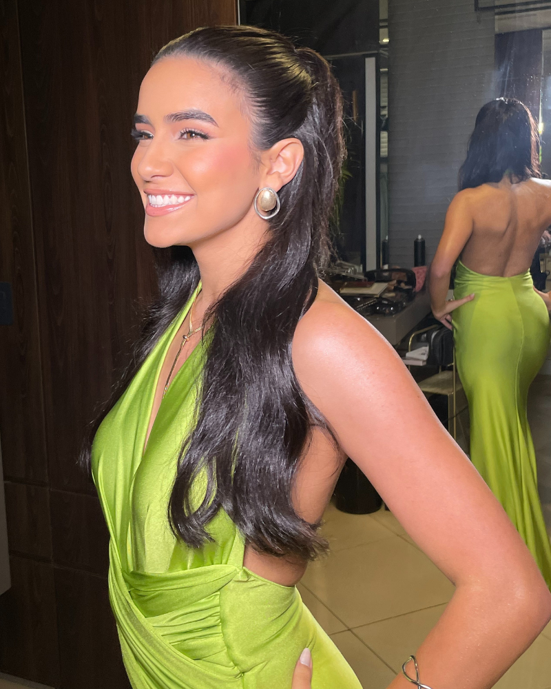 vestido detalhe trançado verde