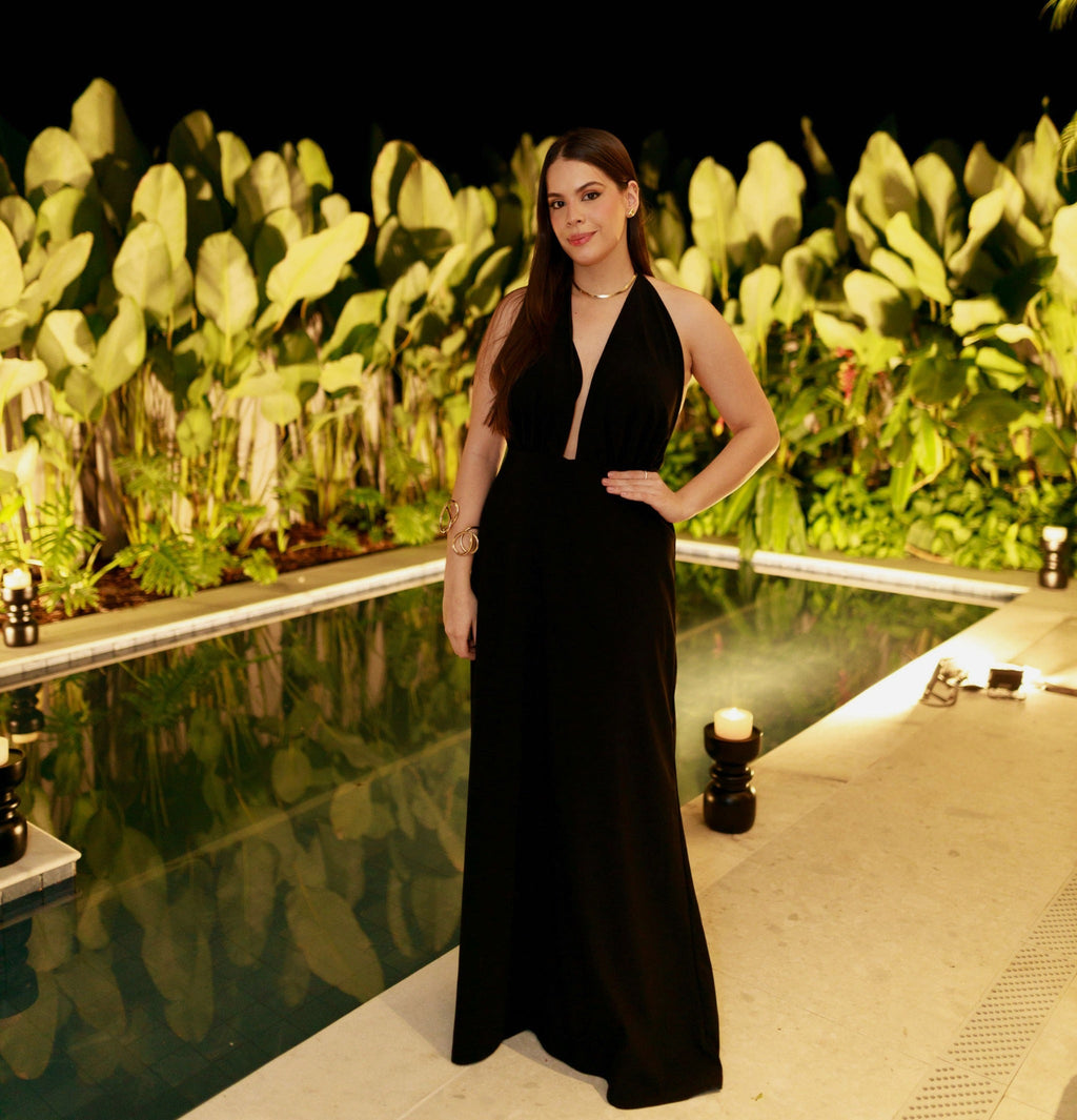 vestido costas abertas preto