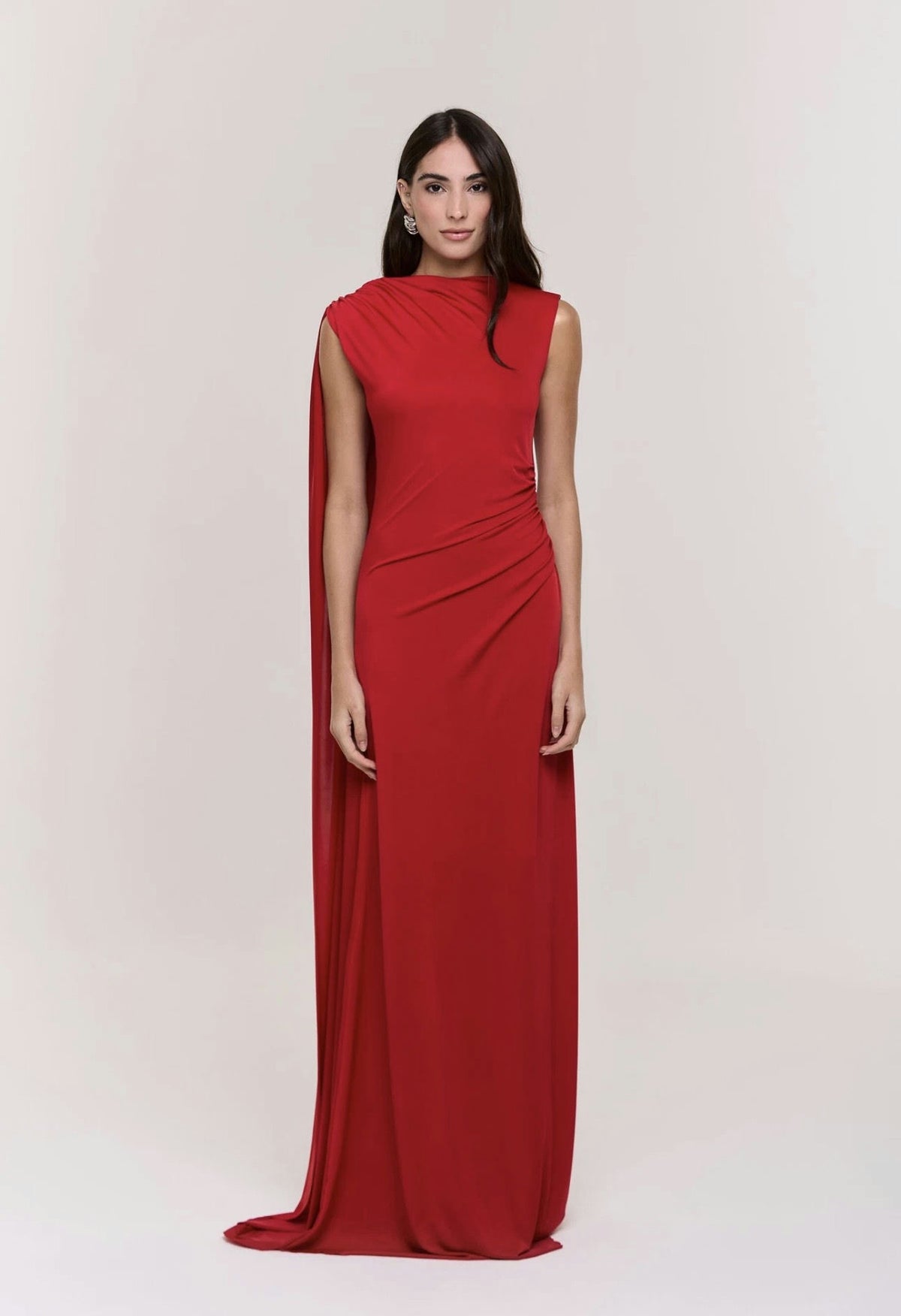 vestido capa circular vermelho