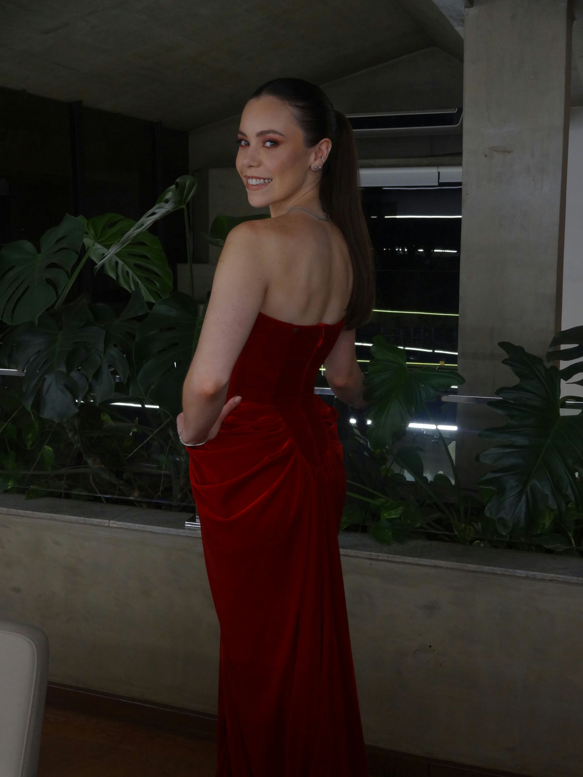 vestido corset veludo vermelho